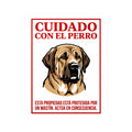 Beware of Spanish Mastiff Sign – Bold Red Warning Outdoor Vinyl Decal – side view