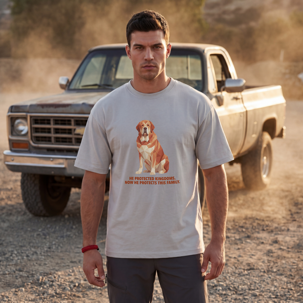 Spanish Mastiff Low Poly T-Shirt — Amber Geometric Art Print