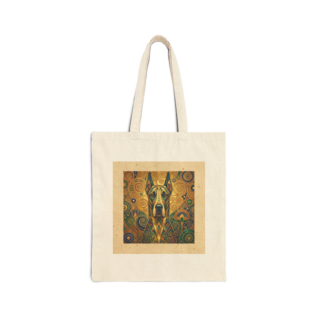 Klimt Style Great Dane Tote Bag – Gold Spiral Mandala Art Print – side view