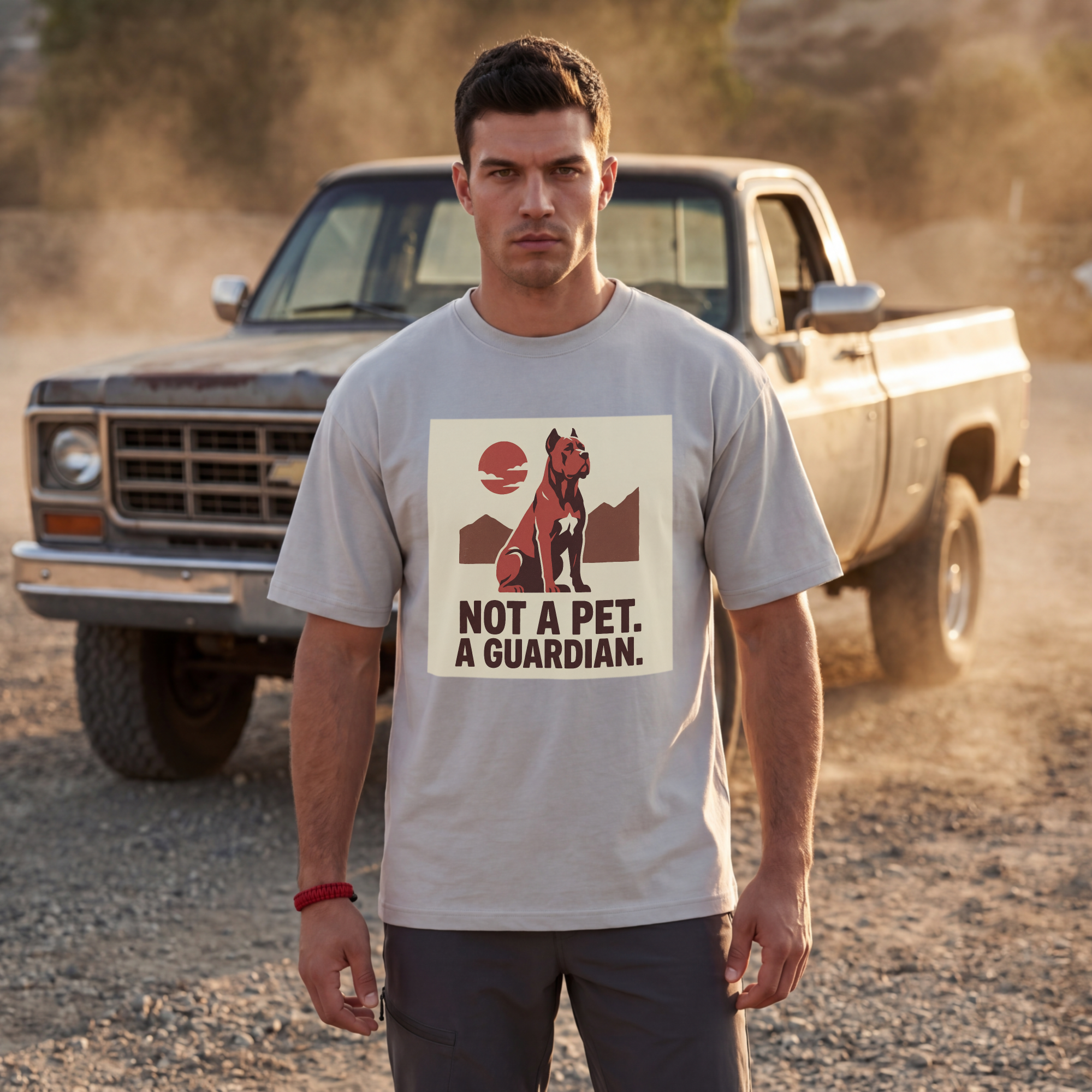 Cane Corso Vintage Retro Art T-Shirt | Bold Guardian Red Tones