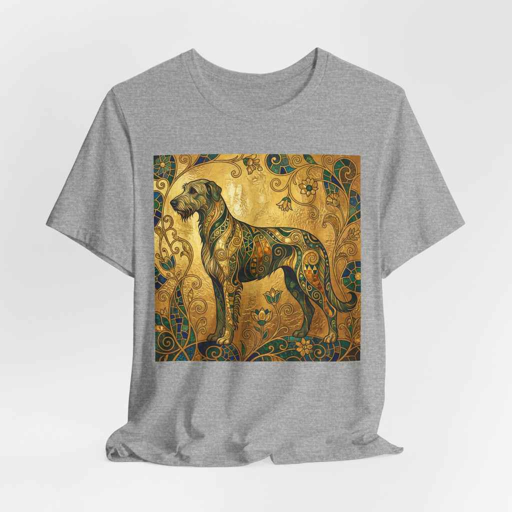 Klimt Style Irish Wolfhound T-Shirt — Gold Mosaic Ornamental Art Print