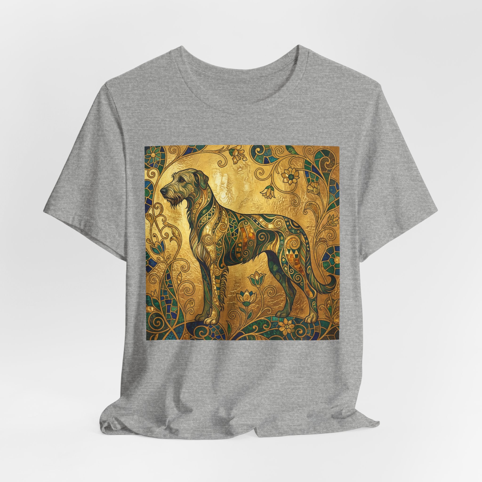 Klimt Style Irish Wolfhound T-Shirt — Gold Mosaic Ornamental Art Print