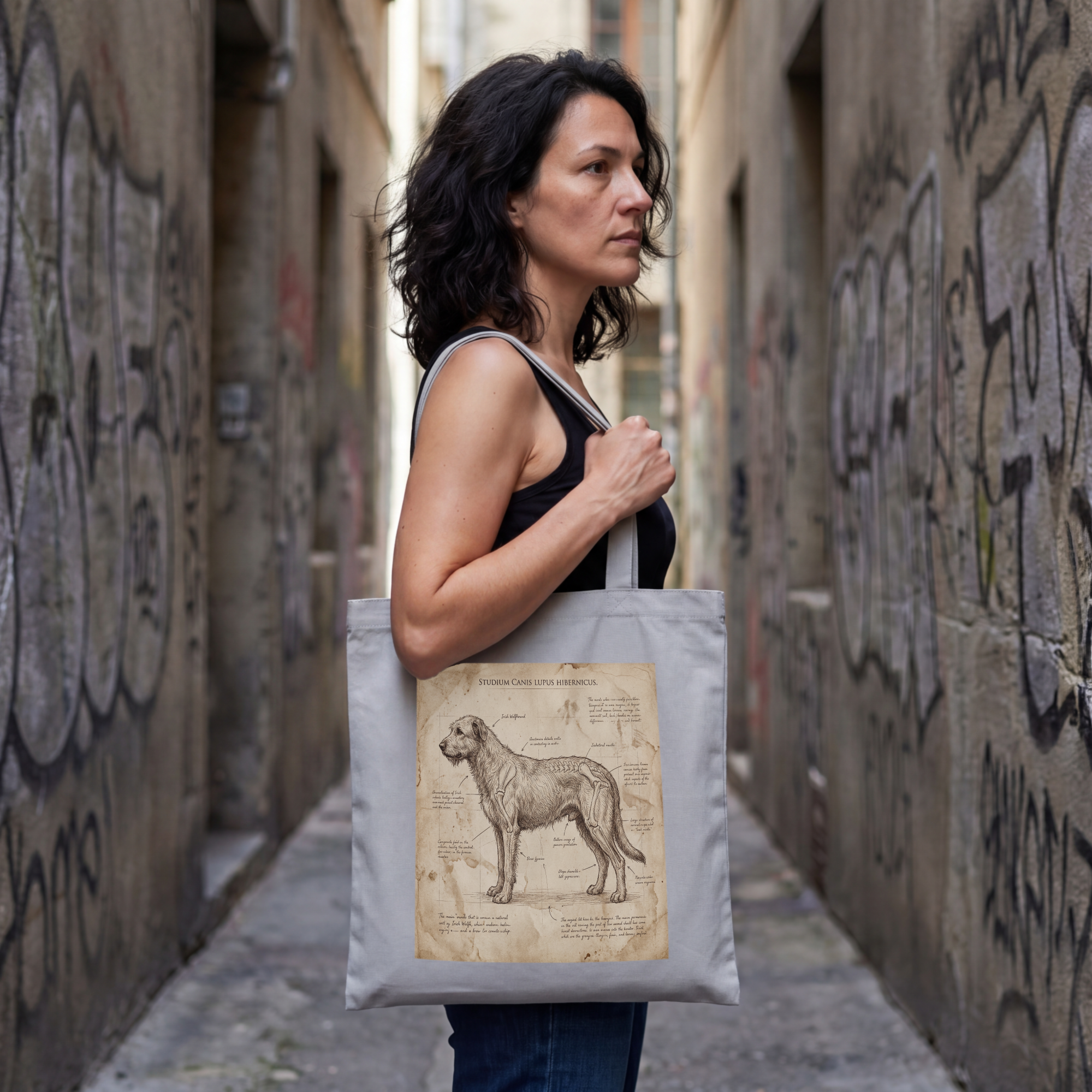 Anatomy Blueprint Irish Wolfhound Tote Bag – Vintage Study Art Print