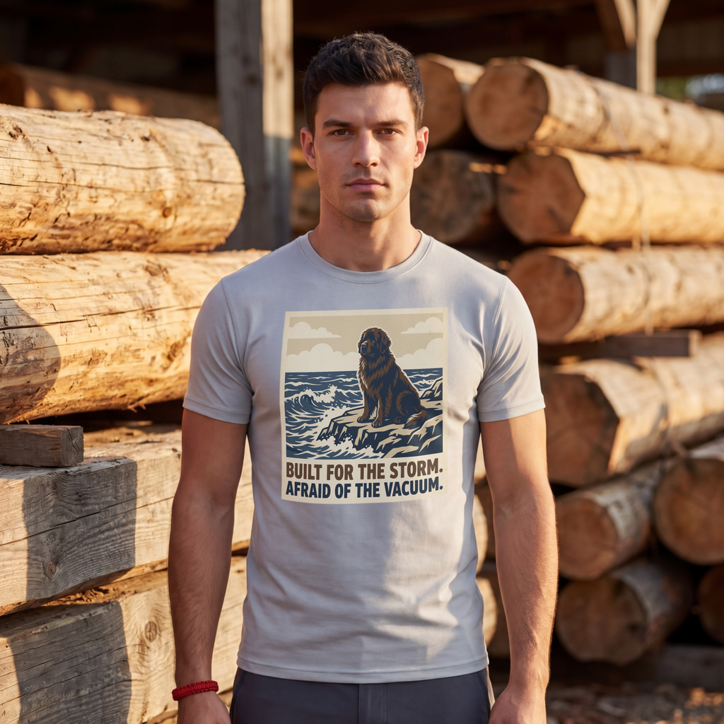 Newfoundland T-Shirt — Built For The Storm Afraid Of The Vacuum Vintage Print