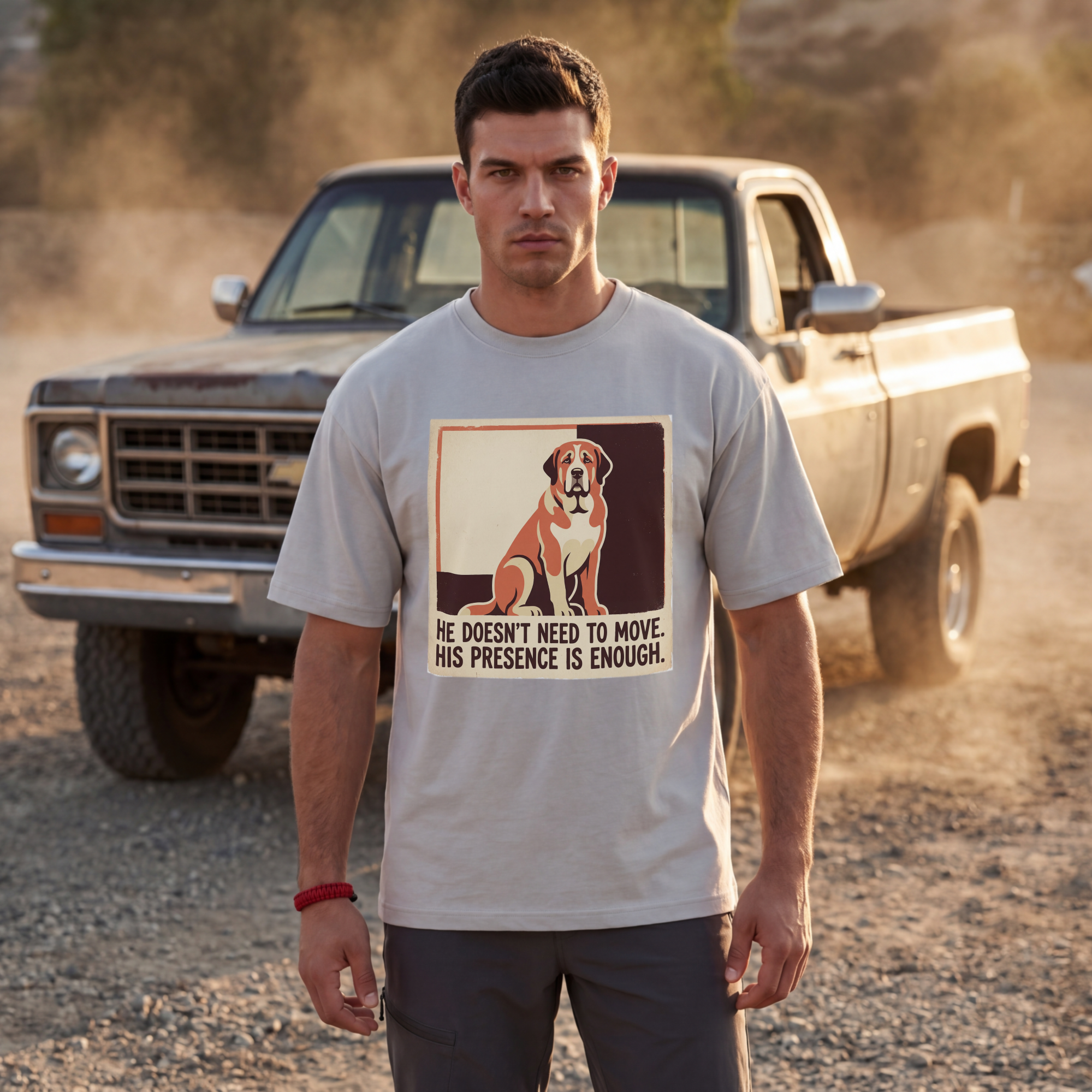 Spanish Mastiff T-Shirt — He Doesn't Need To Move Vintage Print