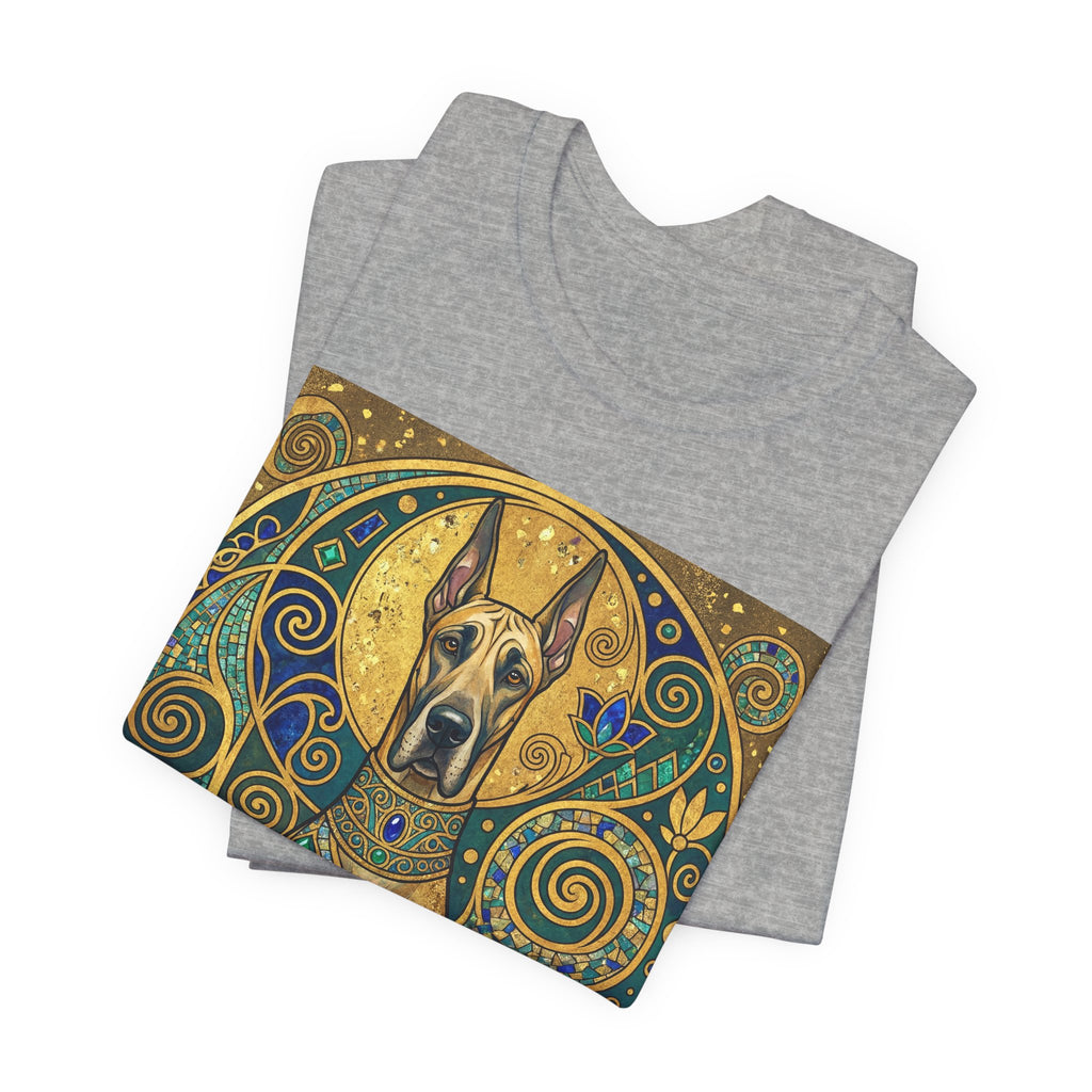 Klimt Style Great Dane T-Shirt — Gold Mosaic Mandala Art Print