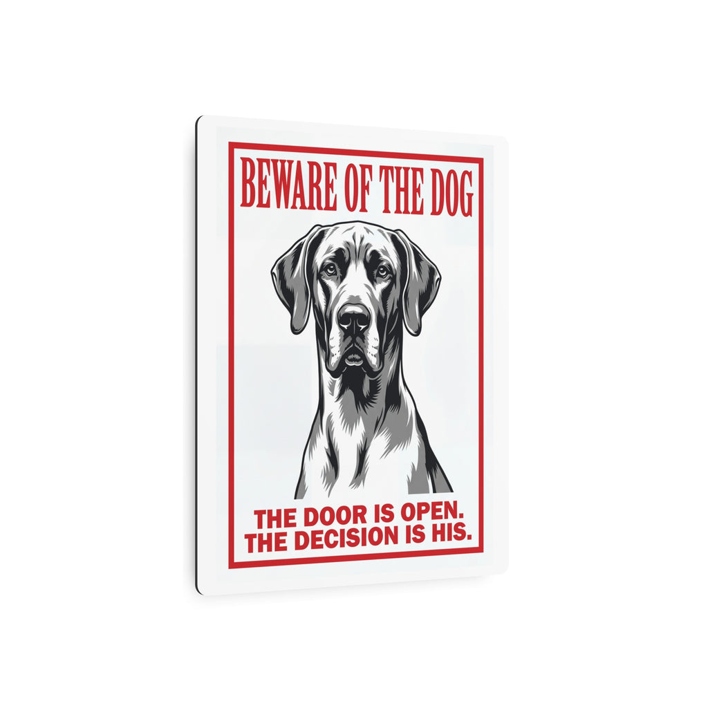 Beware of Great Dane Metal Sign – Bold Portrait Aluminum Wall Sign – lifestyle view