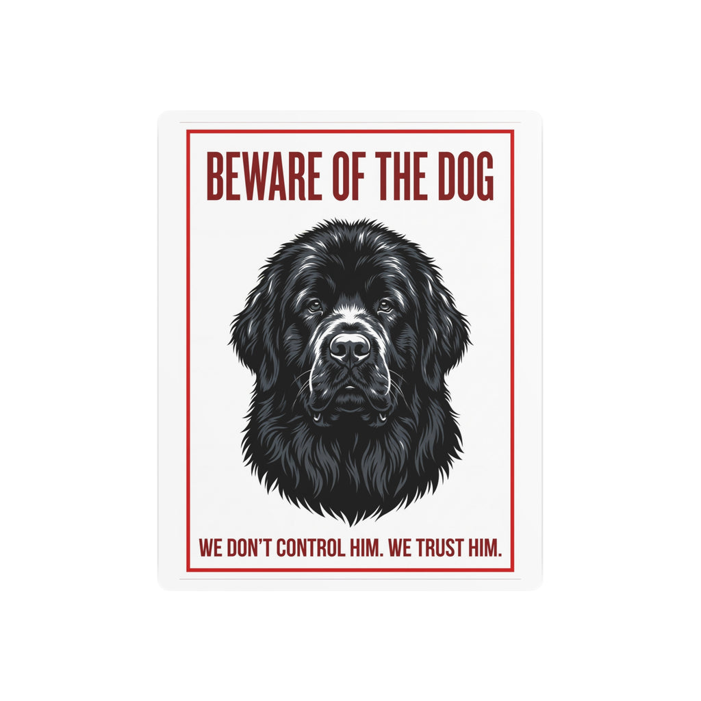 Beware of Newfoundland Metal Sign – Black Portrait Aluminum Wall Sign – alternate view