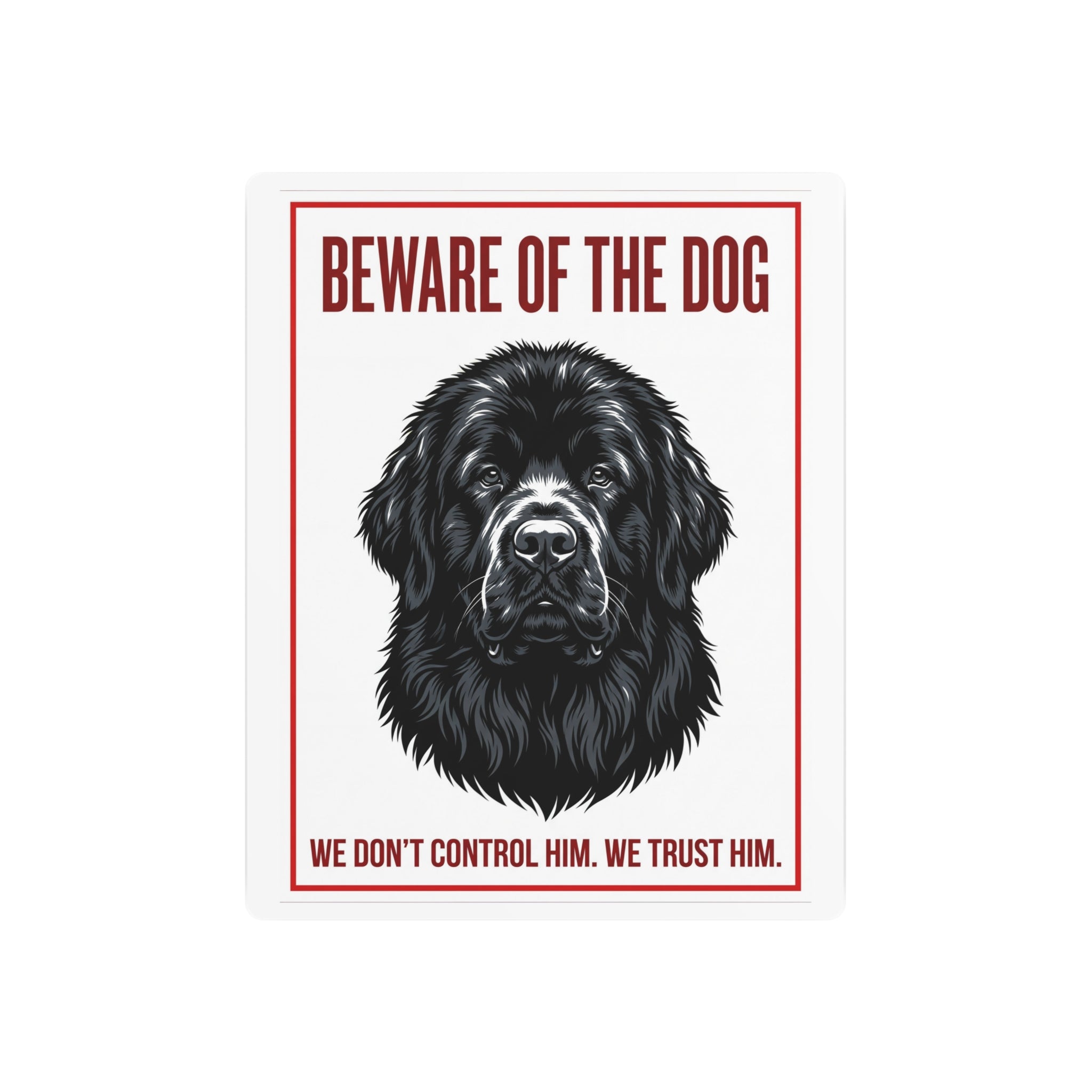 Beware of Newfoundland Metal Sign – Black Portrait Aluminum Wall Sign – alternate view
