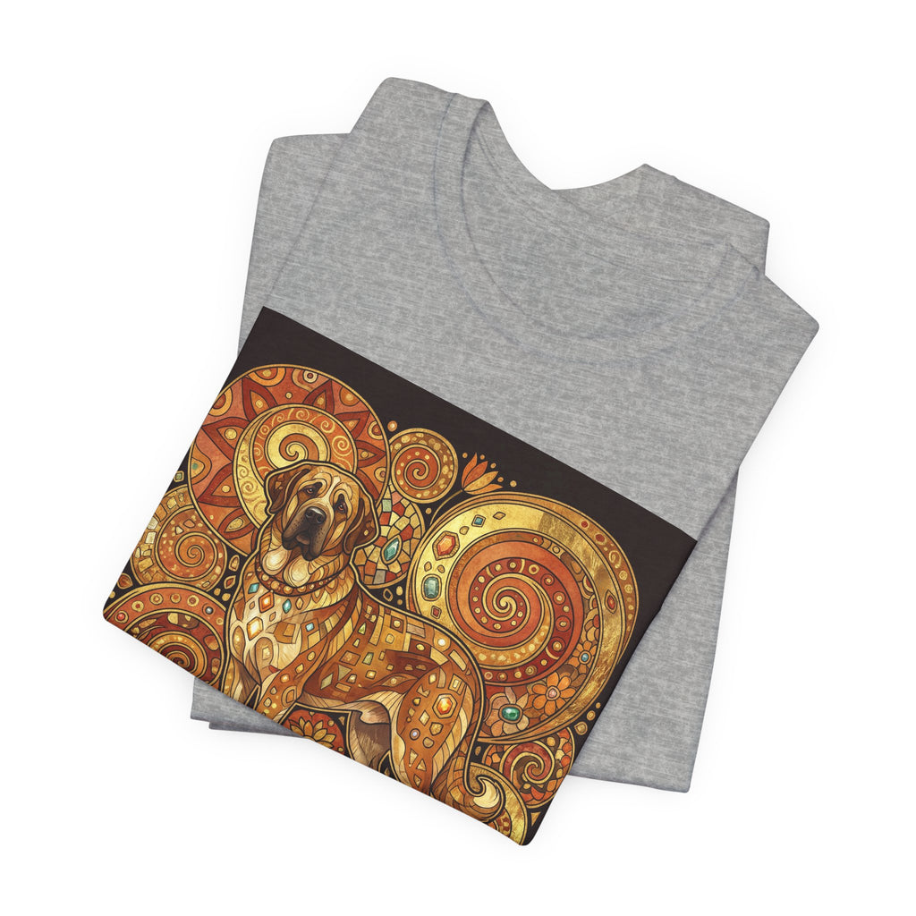 Klimt Style Spanish Mastiff T-Shirt — Gold Spiral Mosaic Art Print