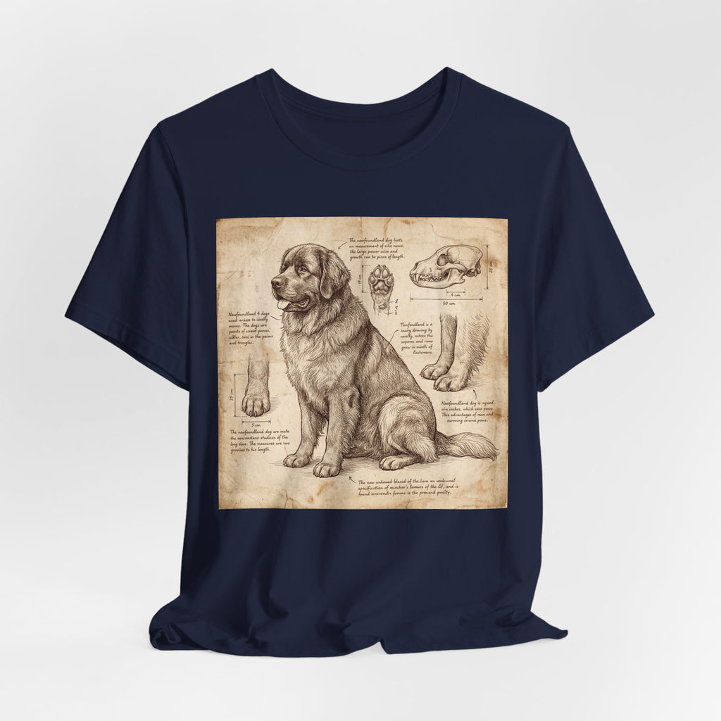 Da Vinci Style Newfoundland T-Shirt — Anatomical Parchment Art Print