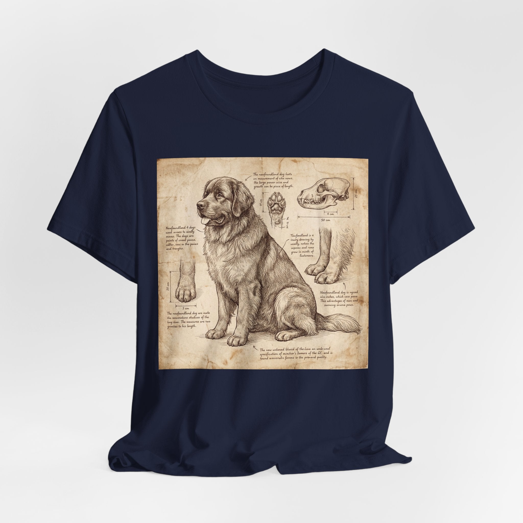 Da Vinci Style Newfoundland T-Shirt — Anatomical Parchment Art Print