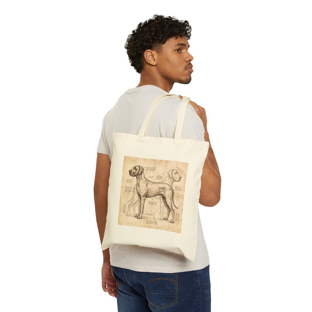 Anatomical Blueprint Great Dane Tote Bag – Da Vinci Sketch Art Print – lifestyle view