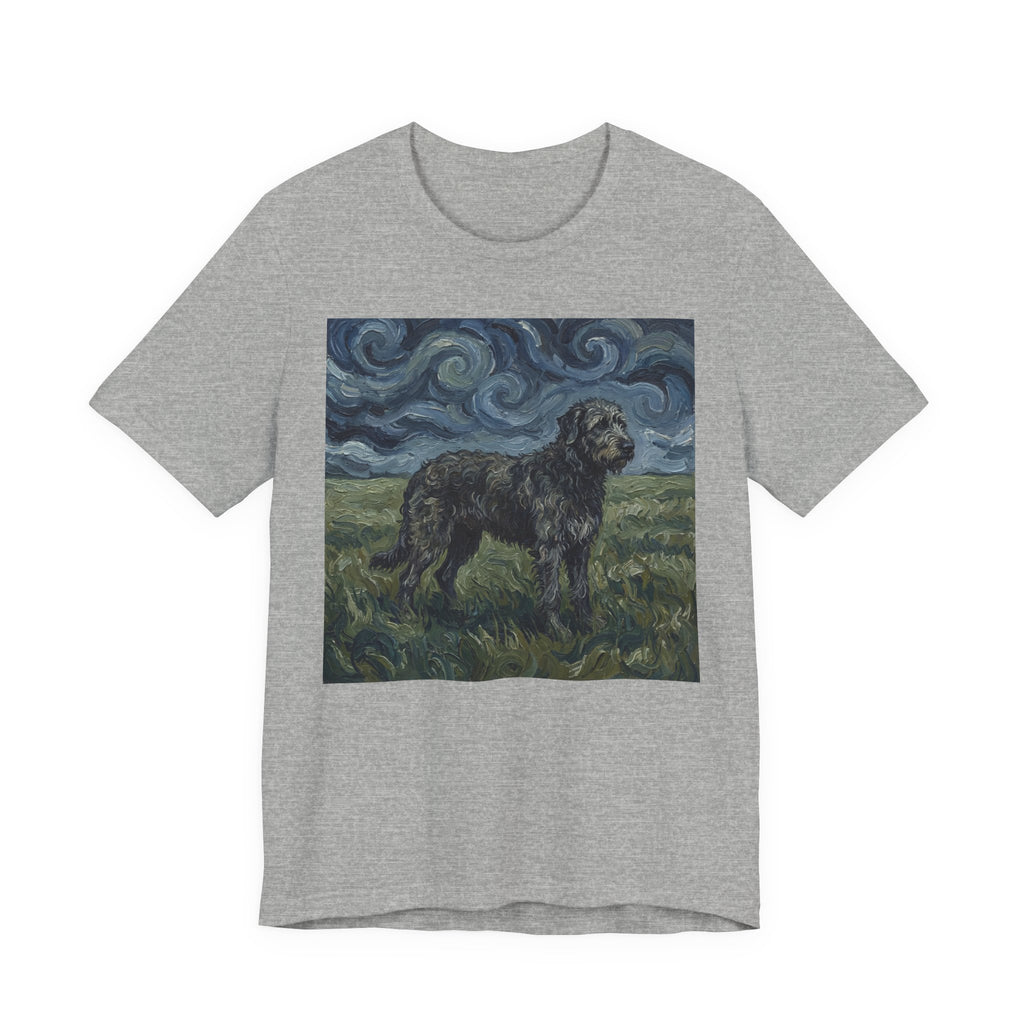 Van Gogh Style Irish Wolfhound T-Shirt — Swirling Storm Field Art Print