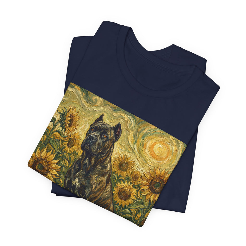 Van Gogh Style Cane Corso T-Shirt — Sunflower Field Art Print