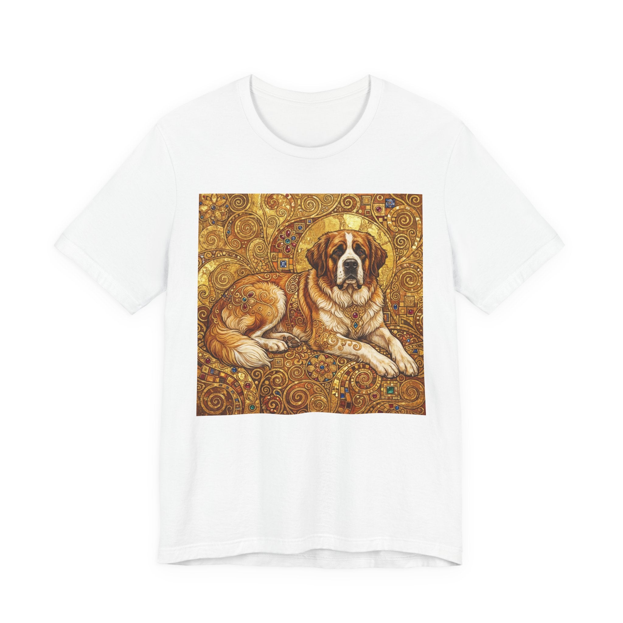 Klimt Style Saint Bernard T-Shirt — Gold Mosaic Art Print