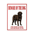 Beware of Mastiff Sign – Bold Red Warning Outdoor Vinyl Decal – side view