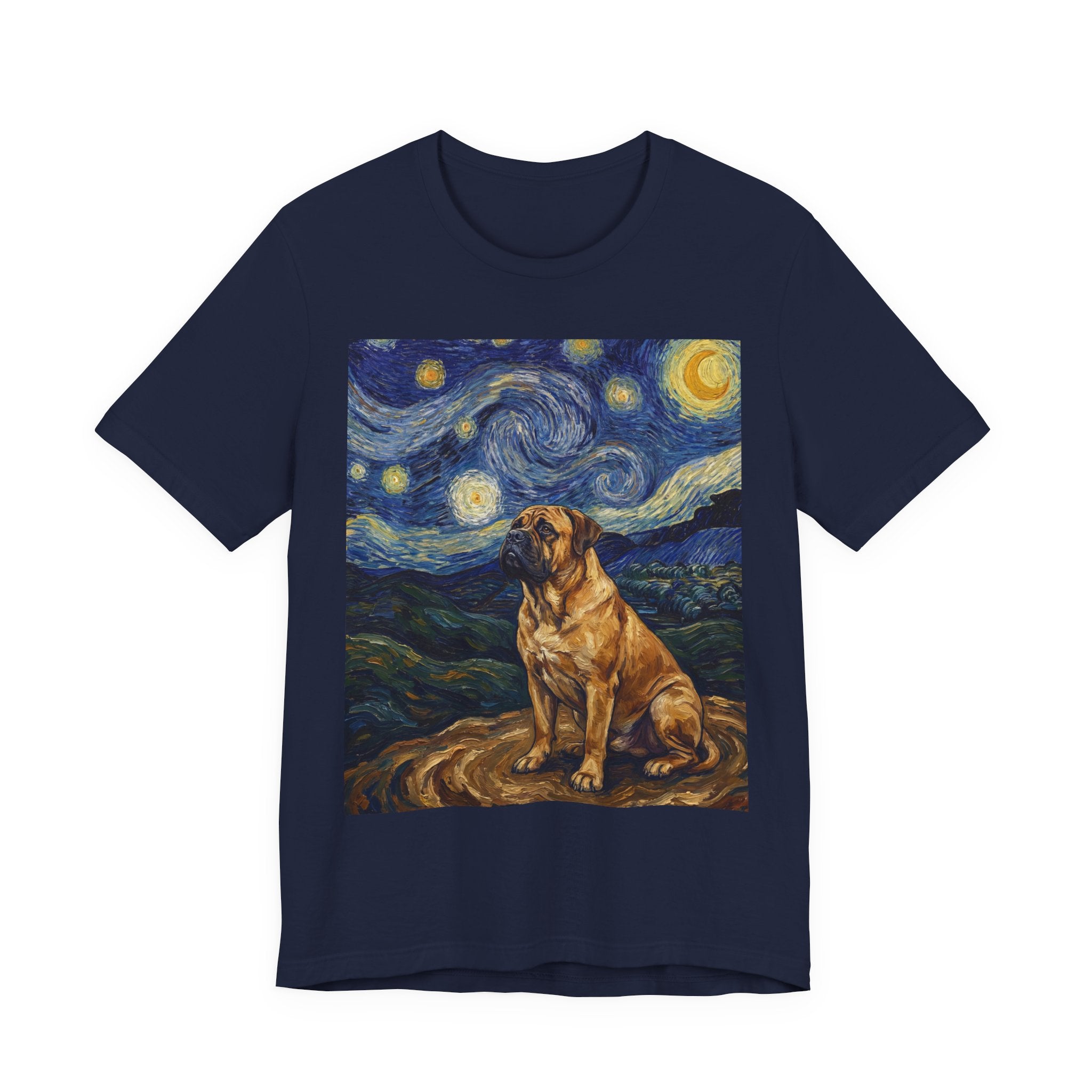 Van Gogh Style Mastiff T-Shirt — Swirling Starry Night Art Print