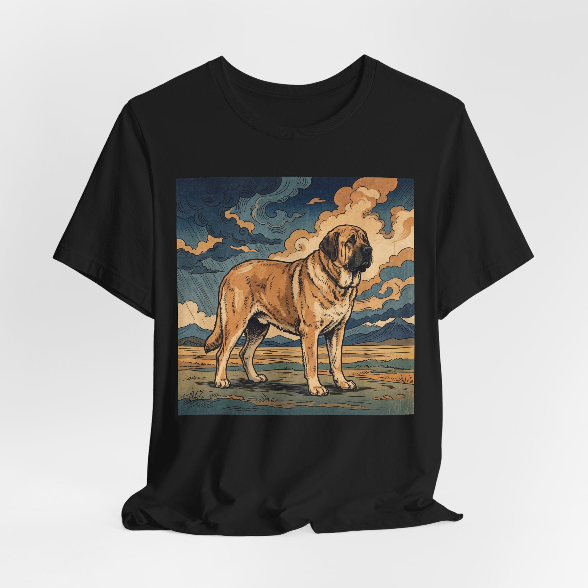 Hiroshige Style Spanish Mastiff T-Shirt — Stormy Plains Vista Art Print