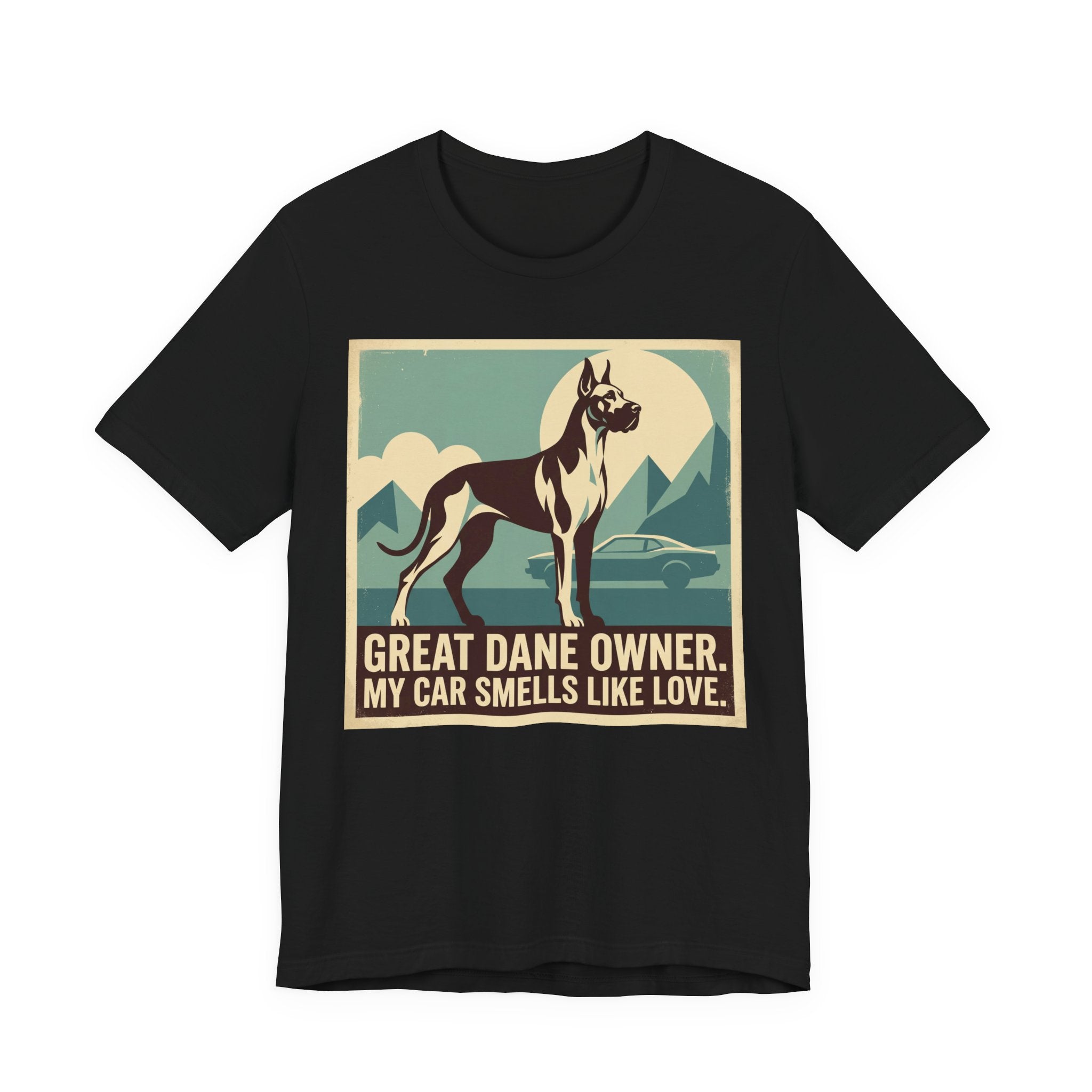 Great Dane Vintage Retro Art T-Shirt | Teal Mountain Silhouette