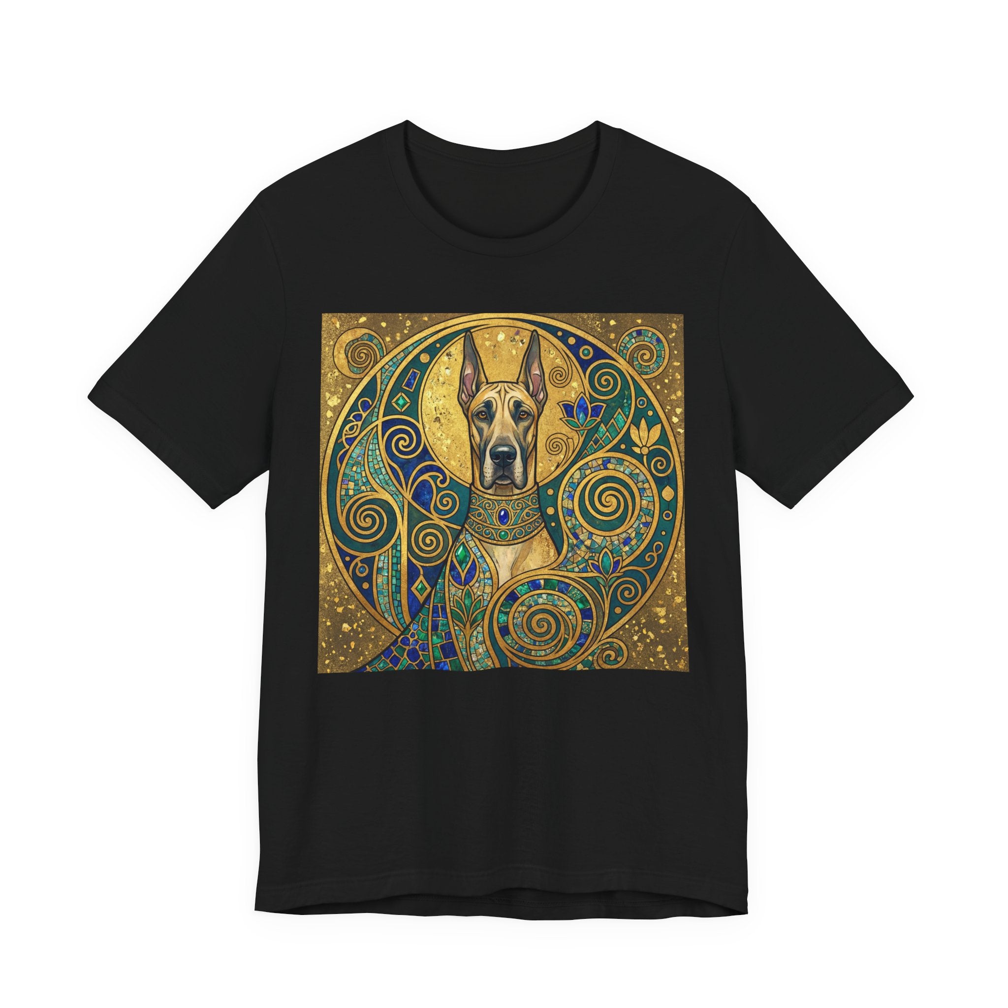 Klimt Style Great Dane T-Shirt — Gold Mosaic Mandala Art Print