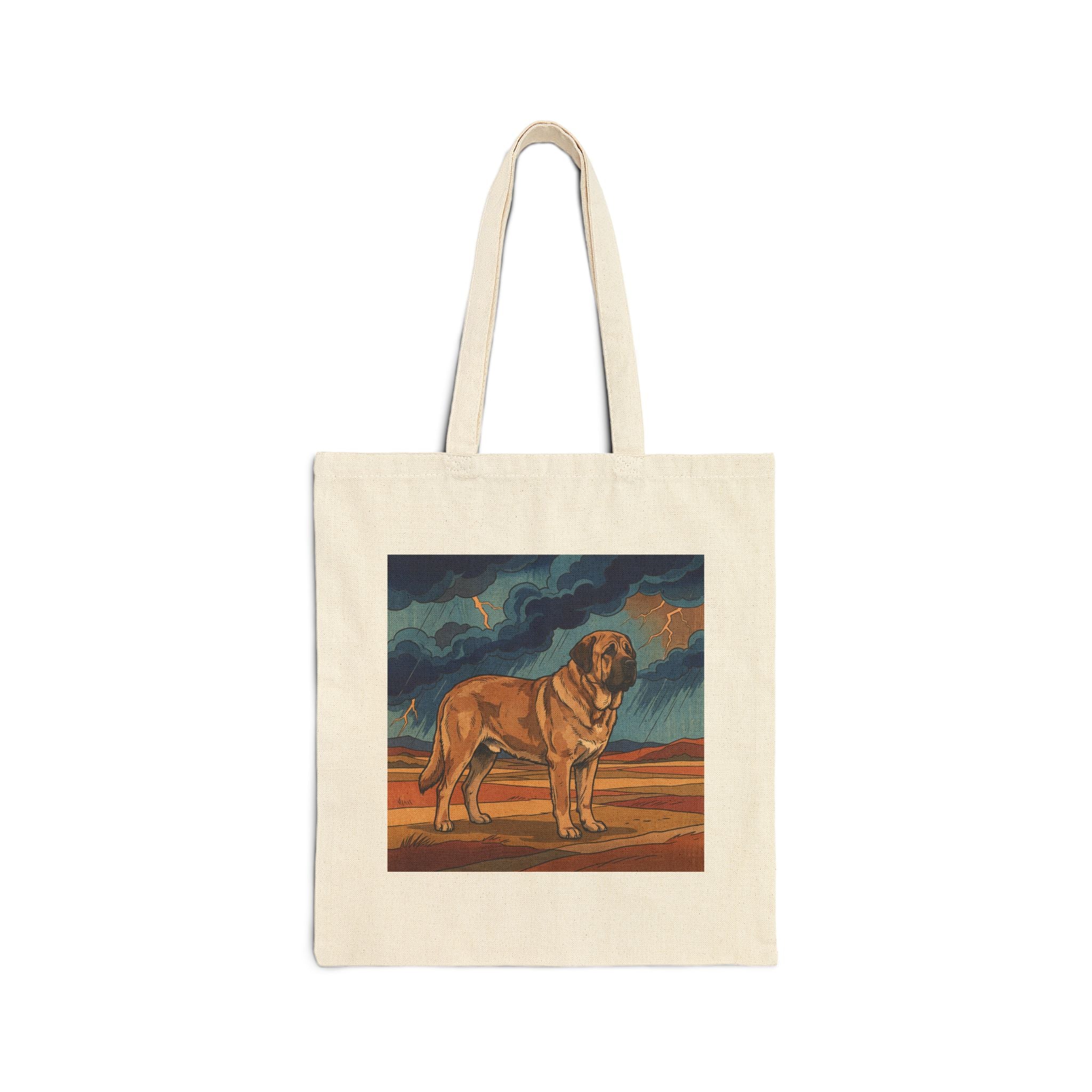 Hokusai Style Spanish Mastiff Tote Bag – Storm Lightning Art Print – side view