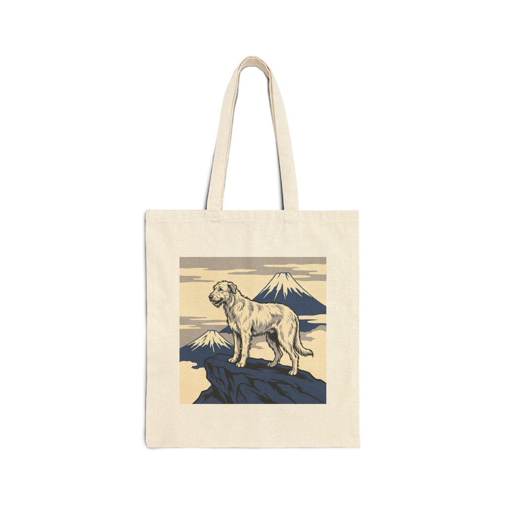 Hokusai-Style Irish Wolfhound Tote Bag – Mountain Summit Art Print – side view