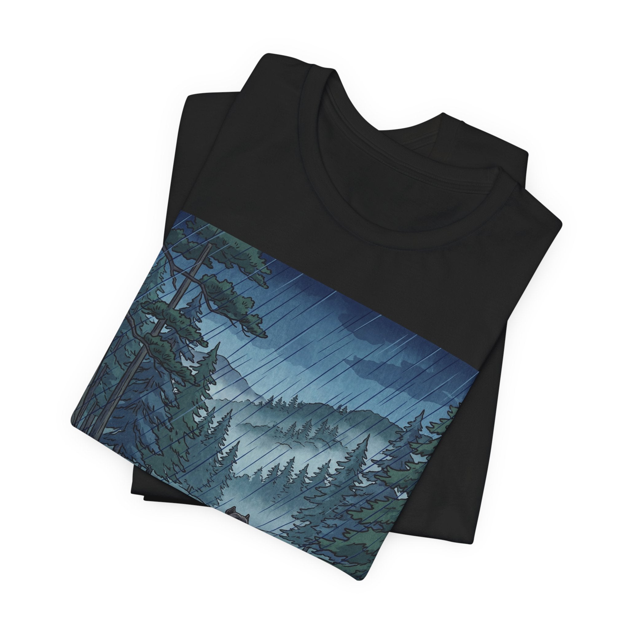 Woodblock Print Cane Corso T-Shirt — Rainy Forest Path Art Print