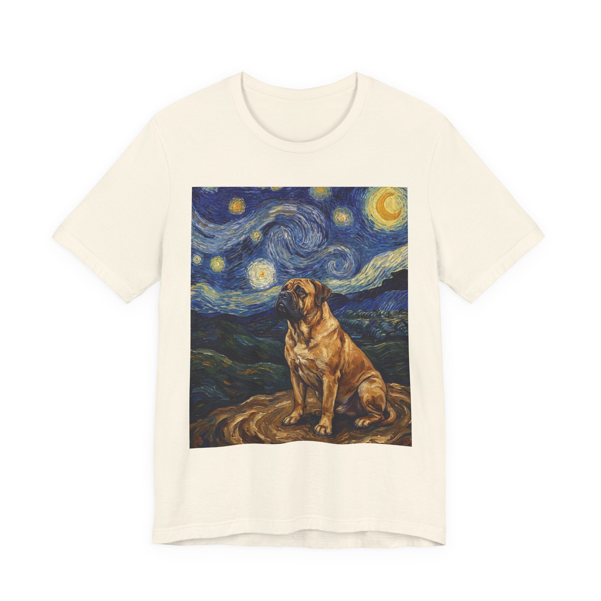Van Gogh Style Mastiff T-Shirt — Swirling Starry Night Art Print