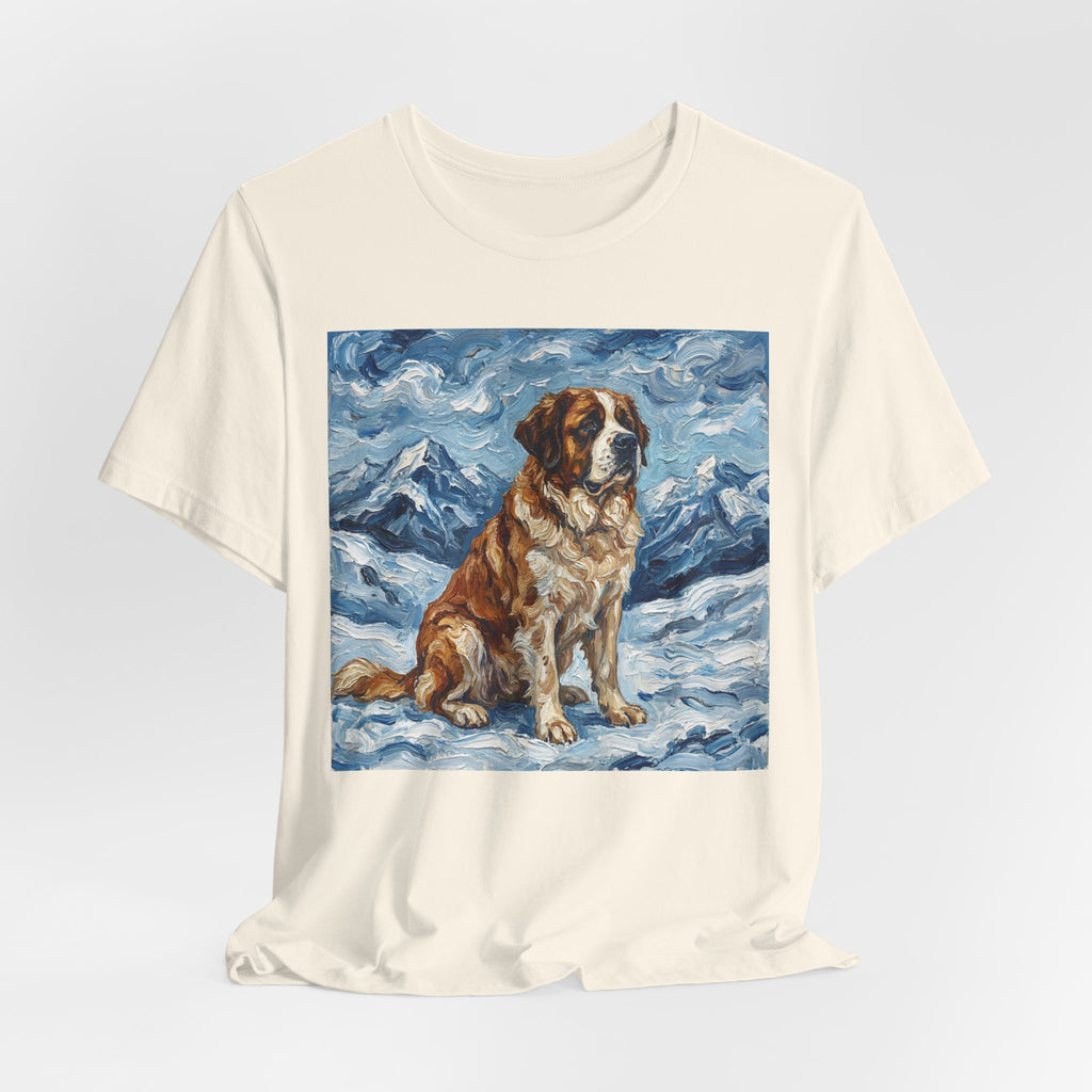 Van Gogh Style Saint Bernard T-Shirt — Alpine Snow Art Print