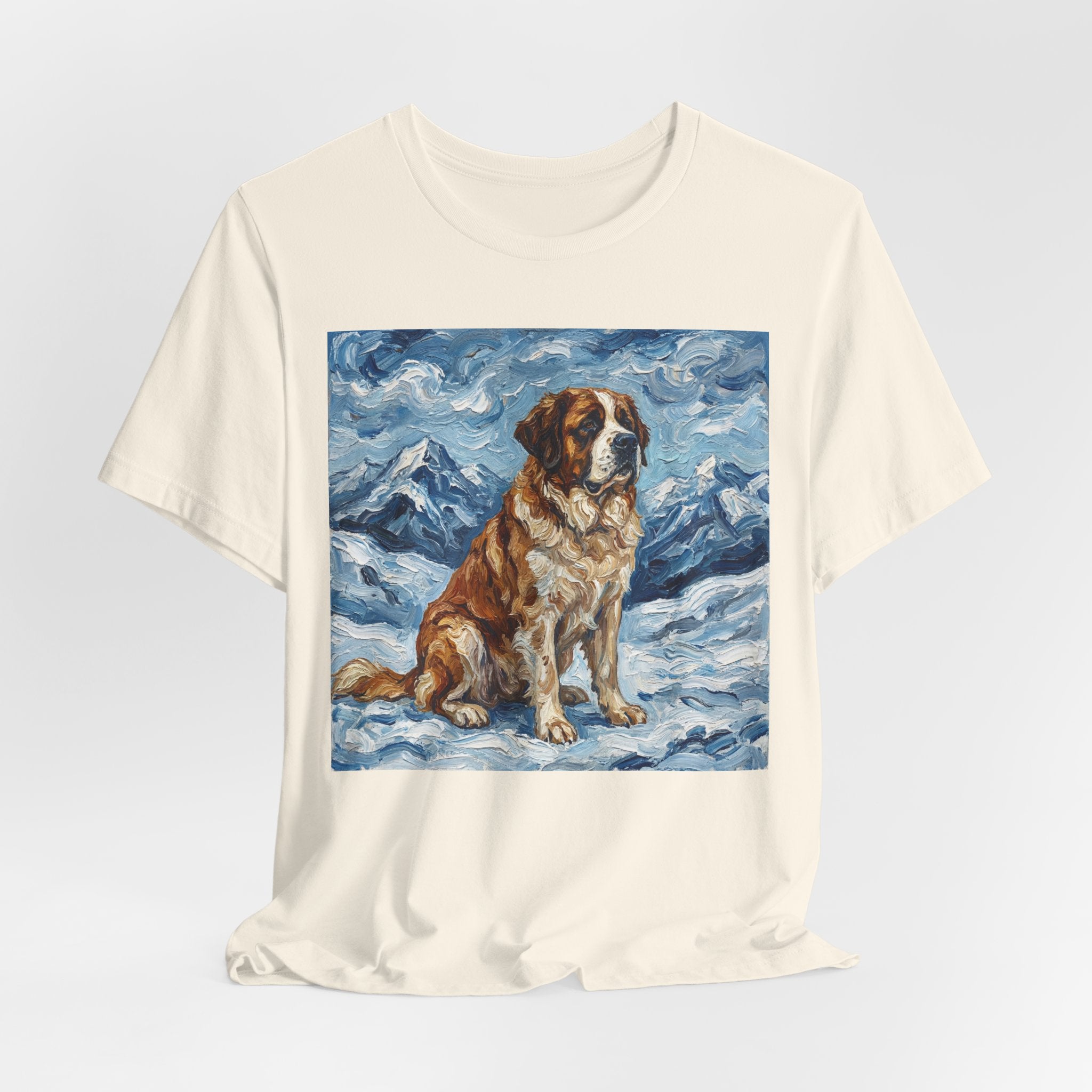 Van Gogh Style Saint Bernard T-Shirt — Alpine Snow Art Print