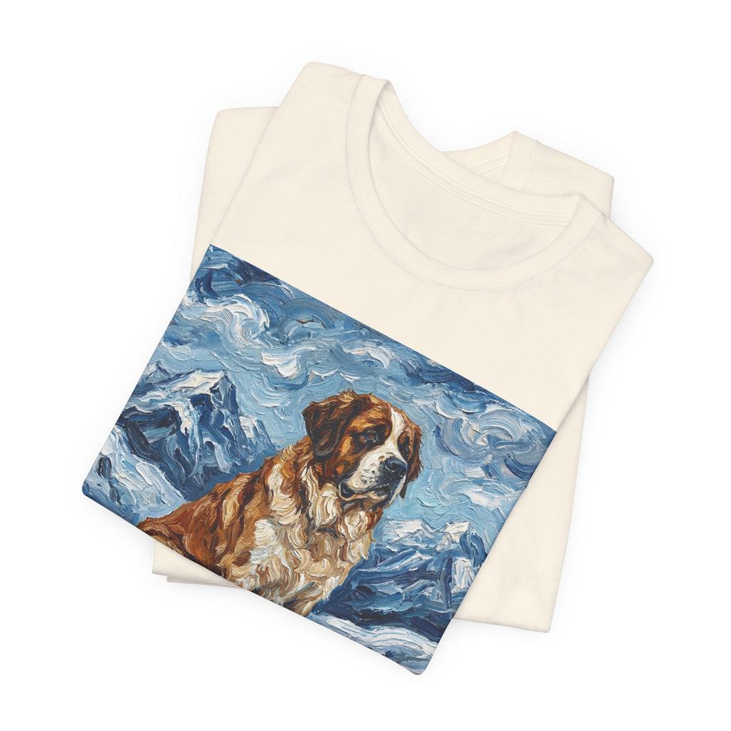 Van Gogh Style Saint Bernard T-Shirt — Alpine Snow Art Print