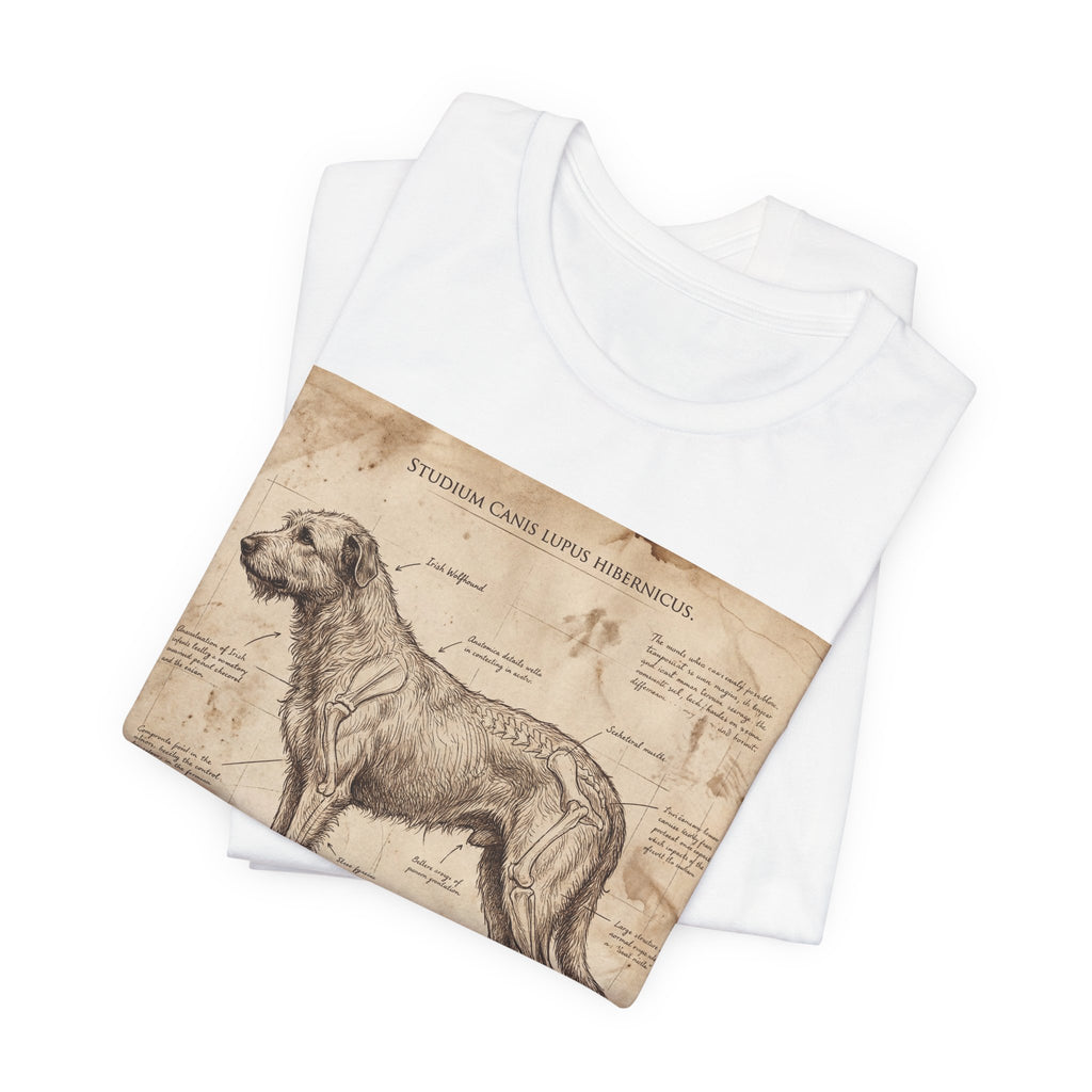 Da Vinci Study Irish Wolfhound T-Shirt — Aged Parchment Art Print