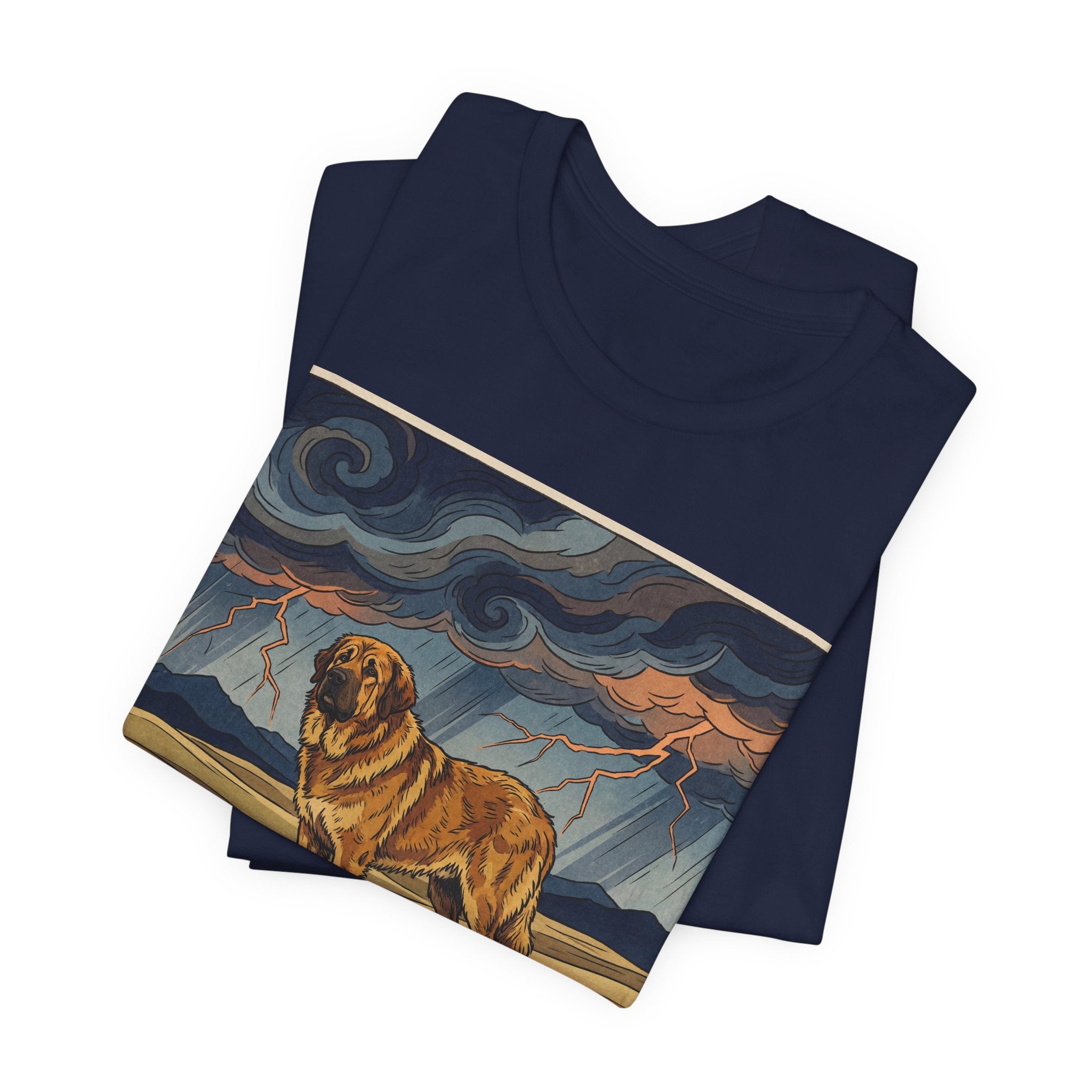 Woodblock Print Mastiff T-Shirt — Storm Lightning Drama Art Print