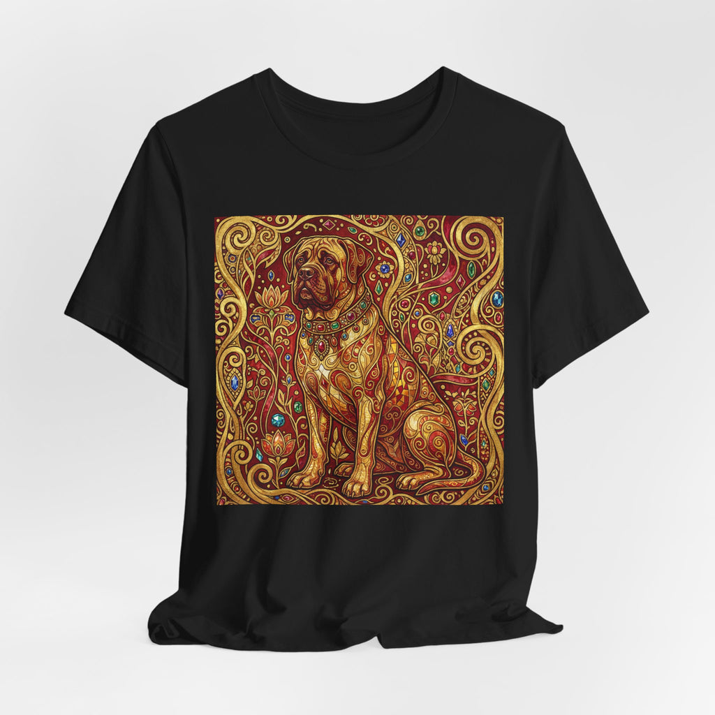 Klimt Style Mastiff T-Shirt — Gold Jeweled Ornamental Art Print