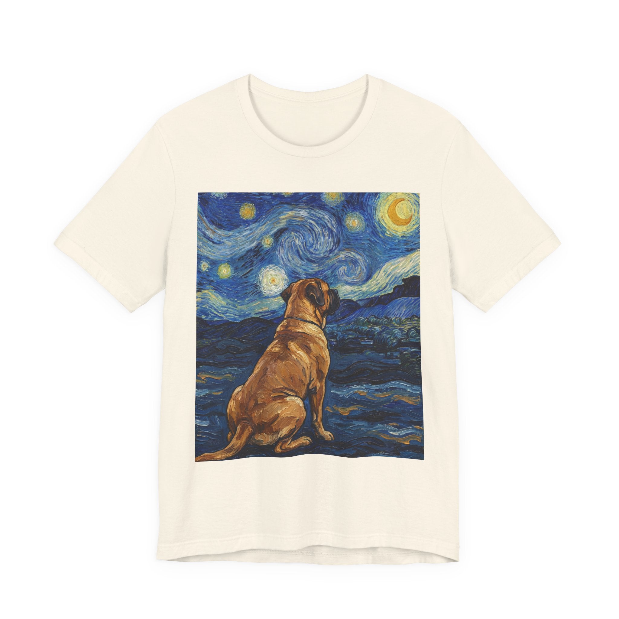 Van Gogh Style Mastiff T-Shirt — Starry Night Gaze Art Print