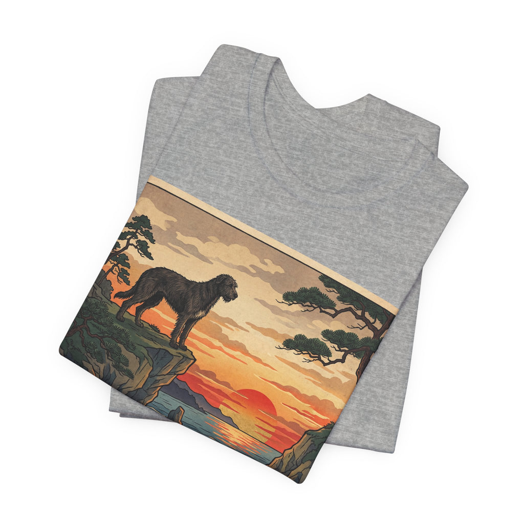 Ukiyo-e Irish Wolfhound T-Shirt — Coastal Sunset Cliffs Art Print