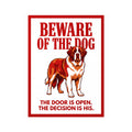 Beware of Saint Bernard Sign – Bold Red Warning Outdoor Vinyl Decal – side view