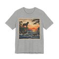 Ukiyo-e Irish Wolfhound T-Shirt — Coastal Sunset Cliffs Art Print