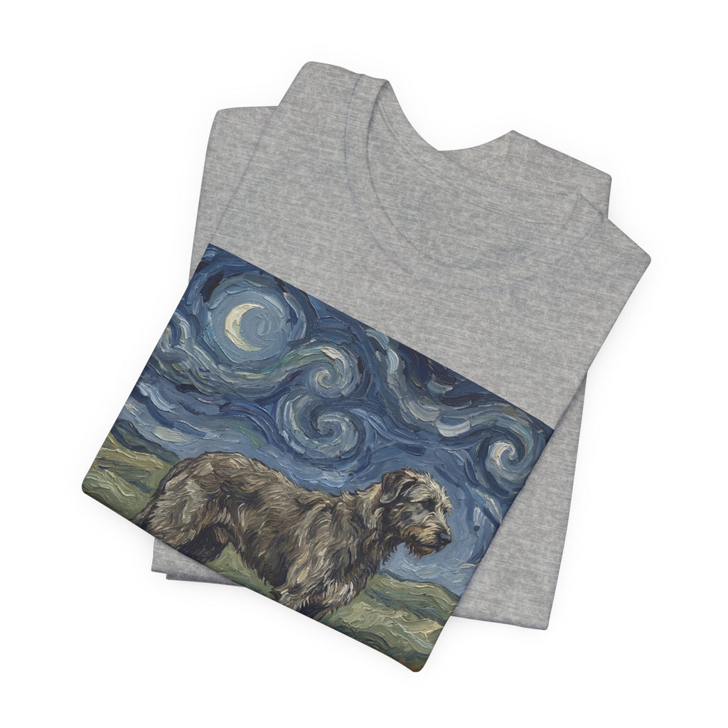 Van Gogh Style Irish Wolfhound T-Shirt — Swirling Moonlit Sky Art Print