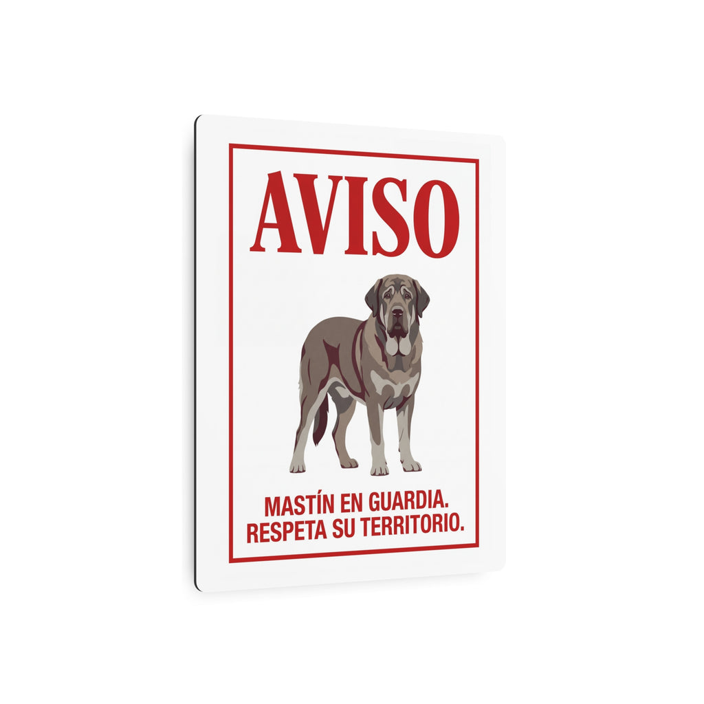Beware of Spanish Mastiff Metal Sign – Full Body Alert Aluminum Wall Sign – lifestyle view