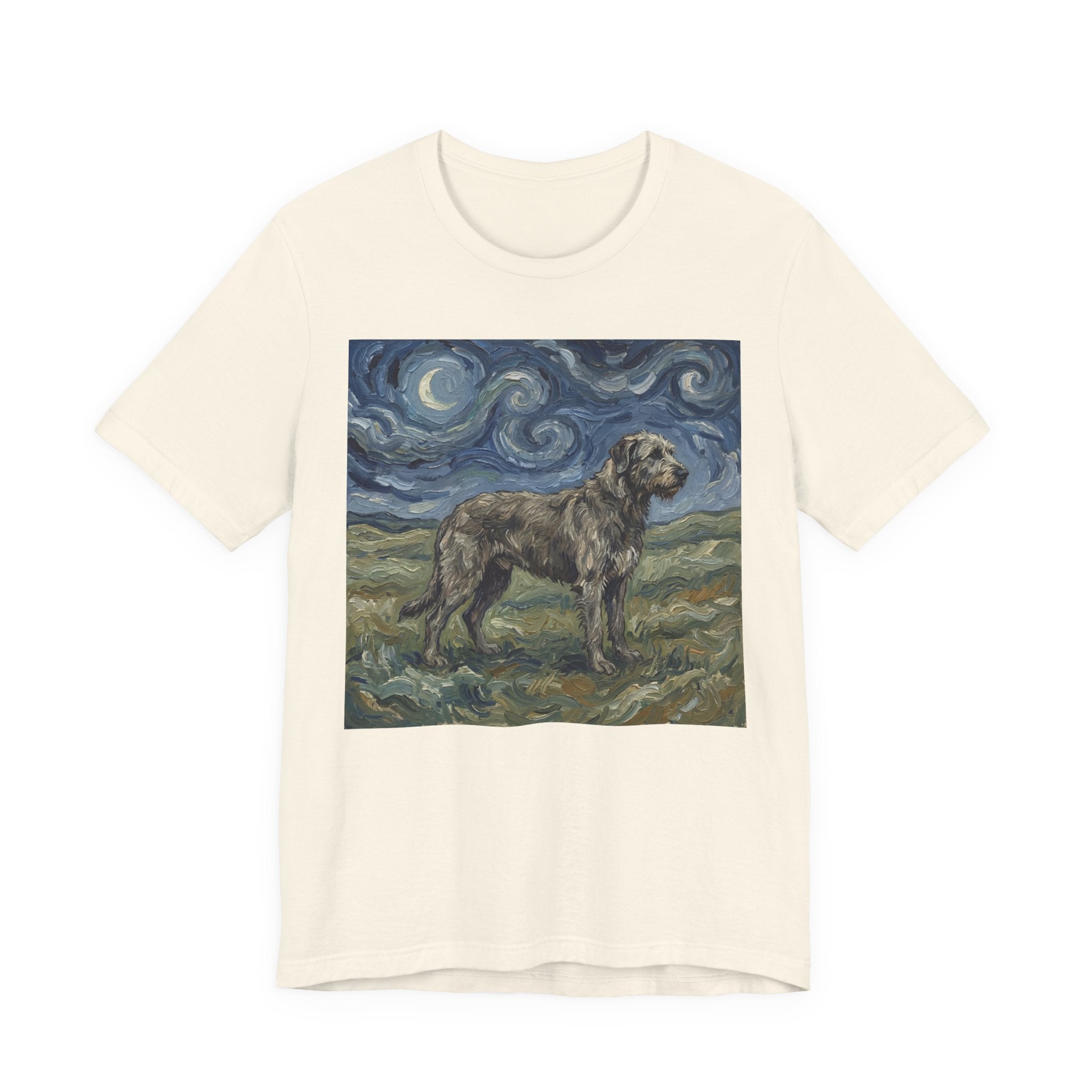 Van Gogh Style Irish Wolfhound T-Shirt — Swirling Moonlit Sky Art Print