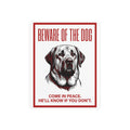 Beware of Mastiff Metal Sign – Red Portrait Aluminum Wall Sign – side view