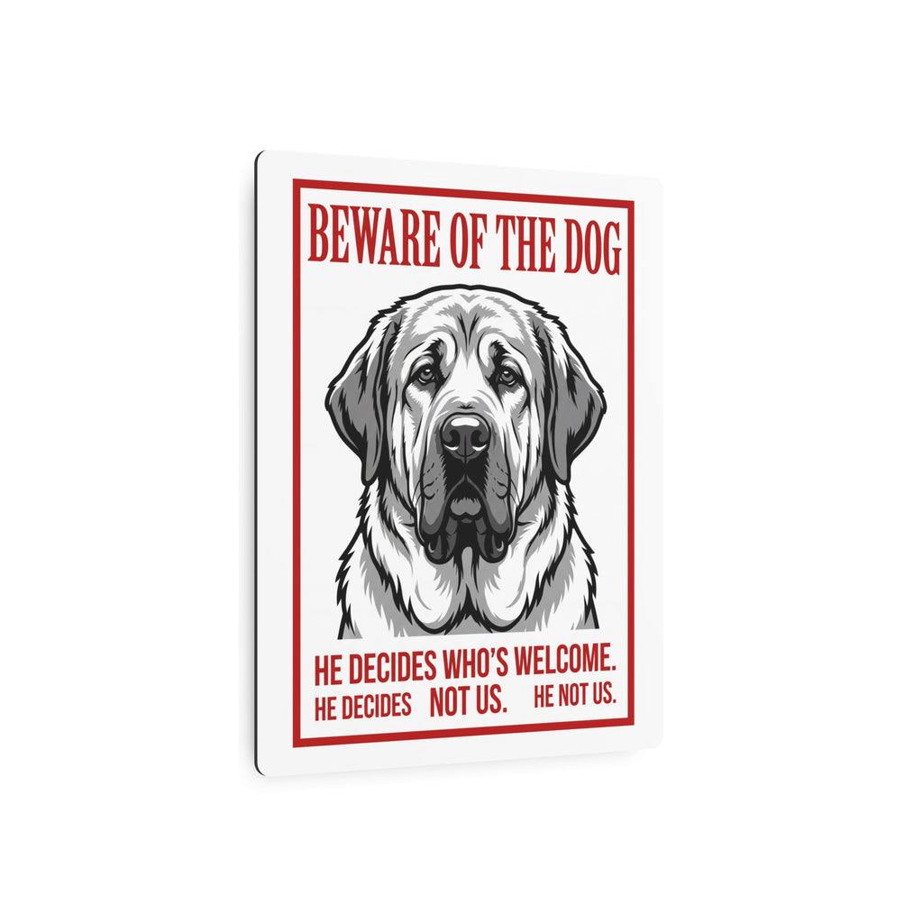 Beware of Spanish Mastiff Metal Sign – Bold Portrait Aluminum Wall Sign – lifestyle view