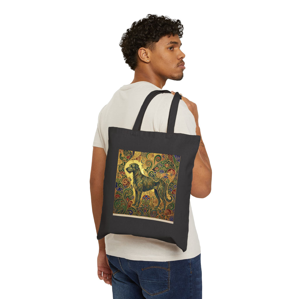 Klimt Style Irish Wolfhound Tote Bag – Gold & Emerald Swirl Art Print – alternate view