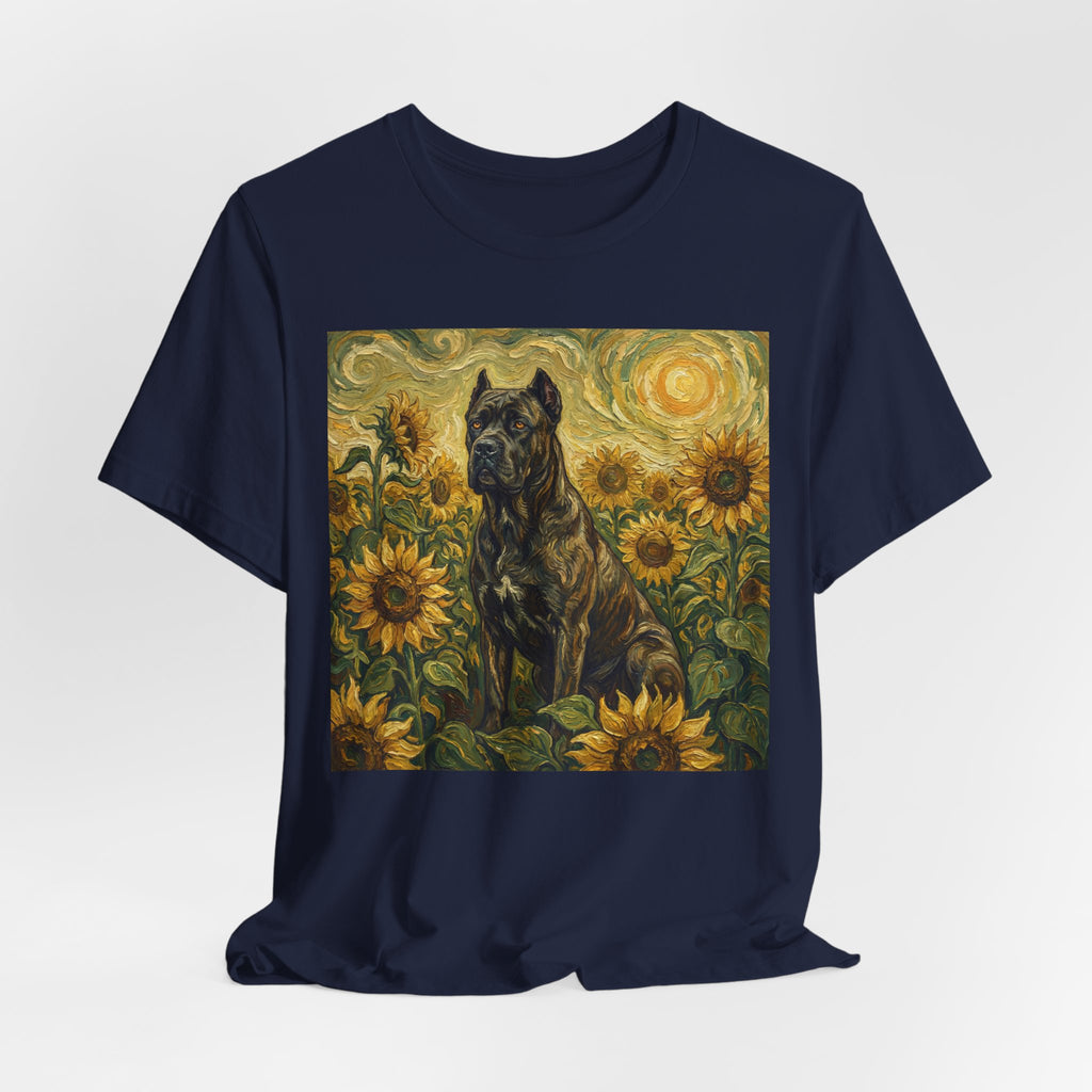 Van Gogh Style Cane Corso T-Shirt — Sunflower Field Art Print