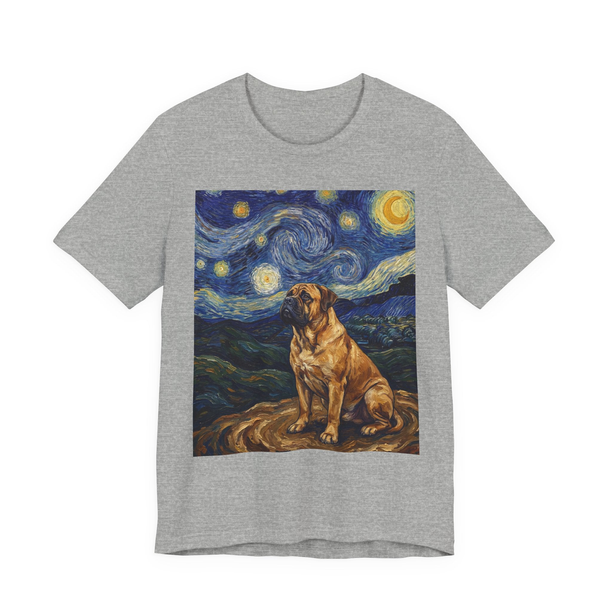 Van Gogh Style Mastiff T-Shirt — Swirling Starry Night Art Print