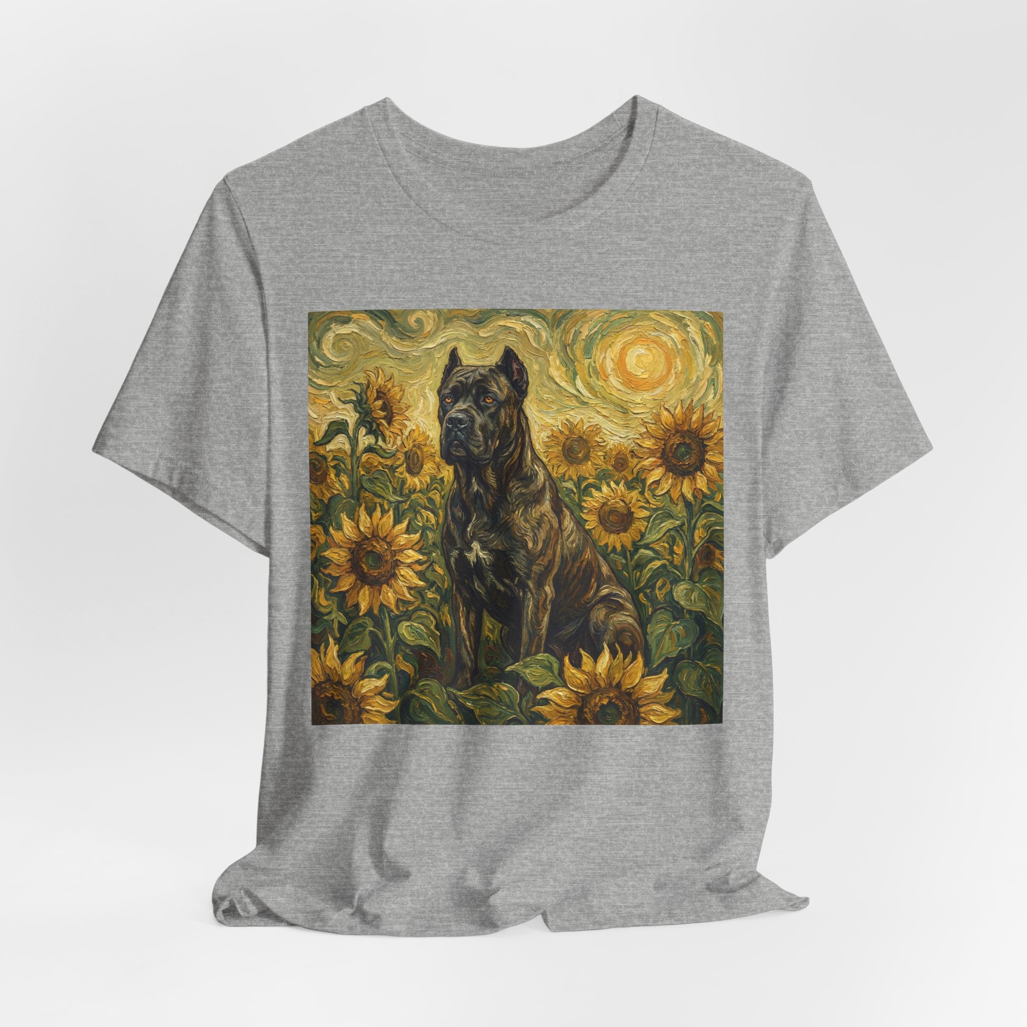 Van Gogh Style Cane Corso T-Shirt — Sunflower Field Art Print