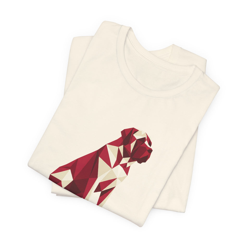 Mastiff Low Poly T-Shirt — Crimson & Cream Geometric Art Print