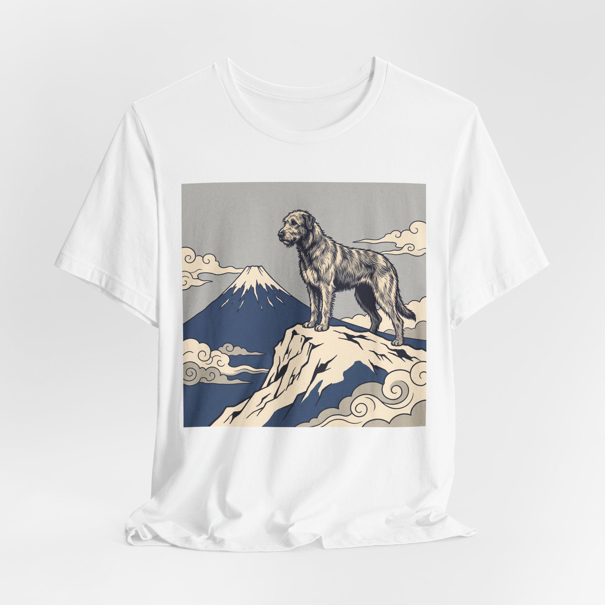 Hokusai Style Irish Wolfhound T-Shirt — Mountain Blue Clouds Art Print